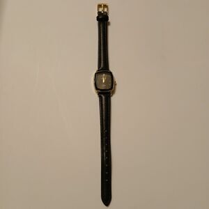 Geneva Diamond Elegant Black/Gold Tone Faux Leather Analog Watch Japan Movt